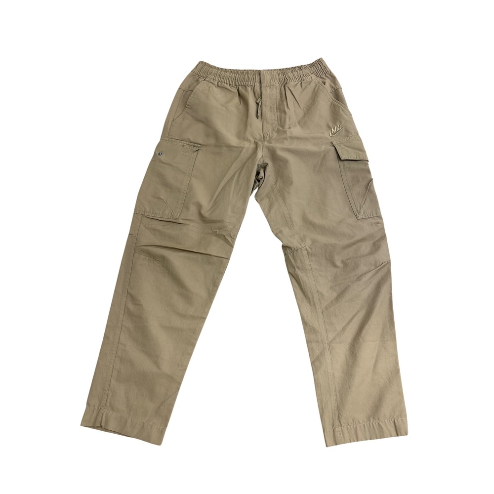 Nike Mens Sportswear Woven Cargo Pants Tan Khaki Elastic Waist Large